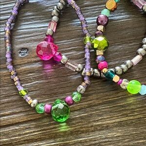 Colorful Beaded Mardi Gras Bracelet Set